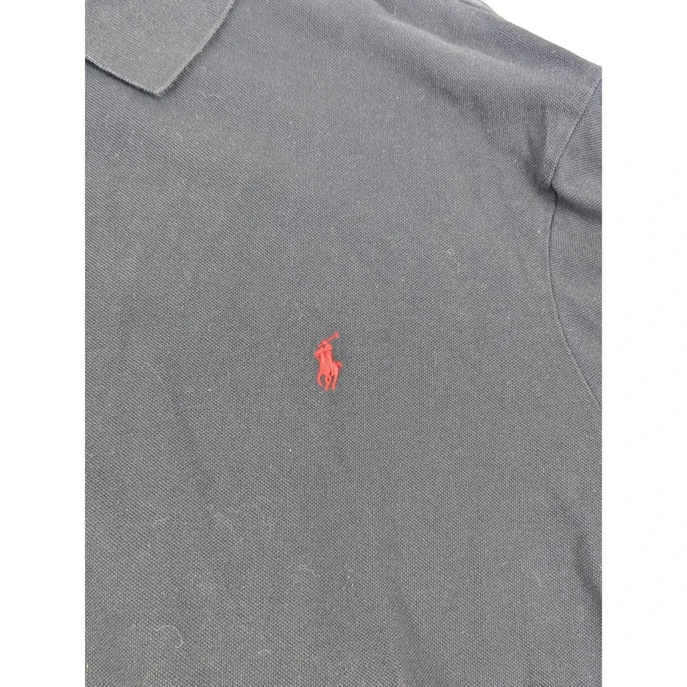 Polo Ralph Lauren Mens 4XLT Black Long Sleeve Pique Polo Shirt Red Pony Logo
